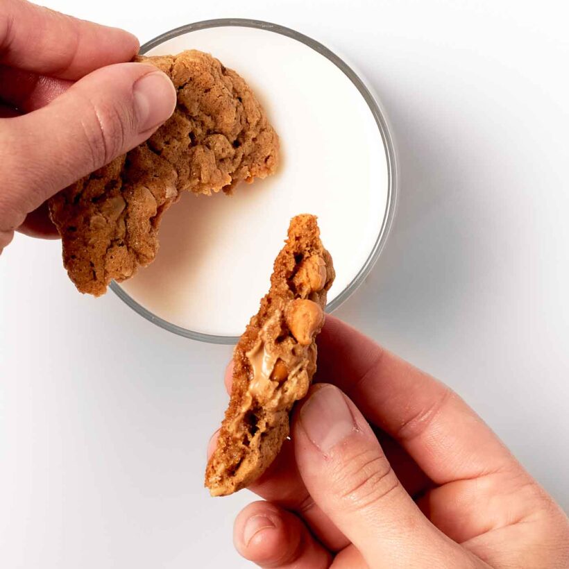 Dunking cookies in milk