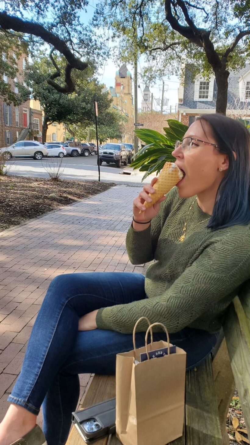 About Me: Kari eating ice cream 