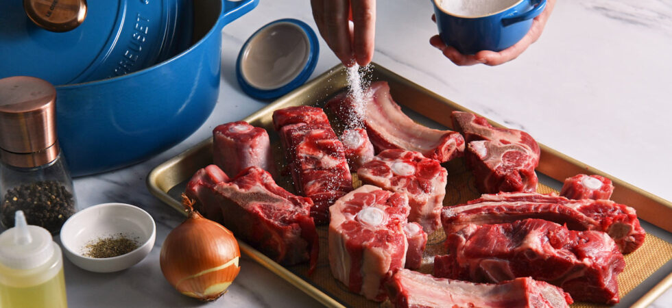 Salting beef stock bones before roasting