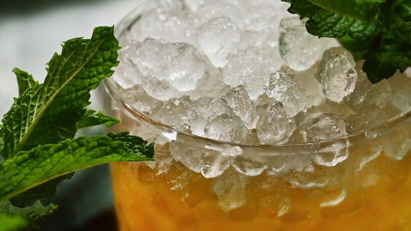 Mint Julep with nugget ice close up