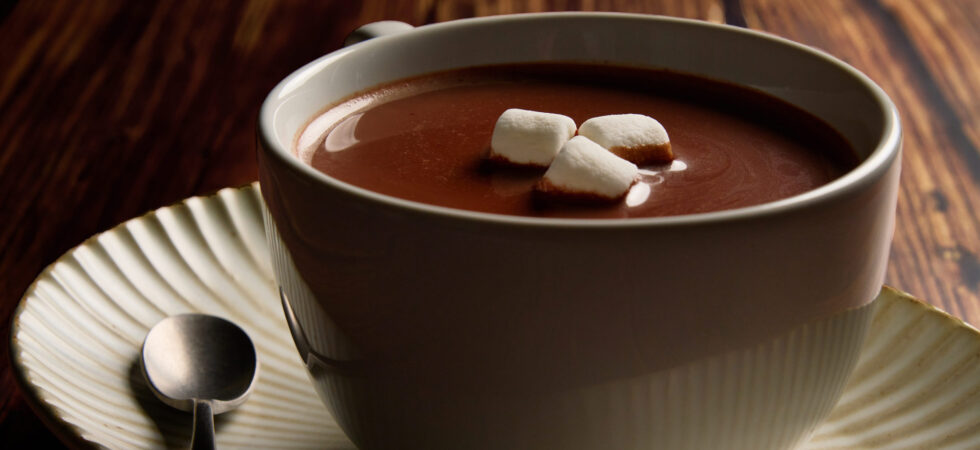 Close up of a mug of hot chocolate with mini marshmallows