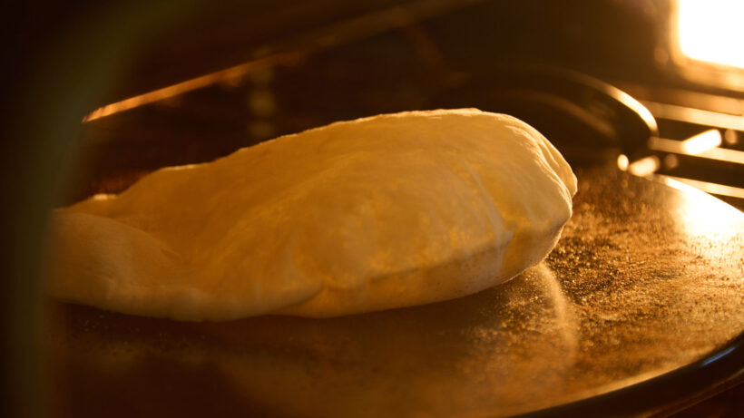 Naan puffing up in the oven