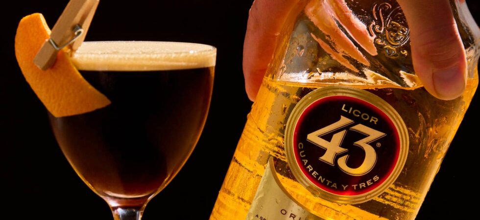 Carajillo with Tequila and Licor 43 in a coupe glass