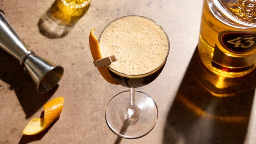 Carajillo with Tequila in a coupe glass