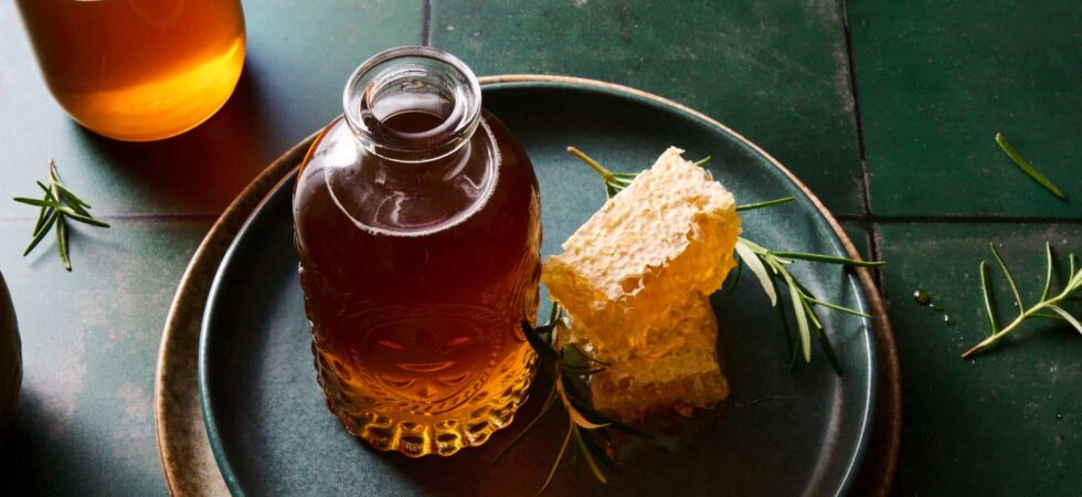 Bottle of Rosemary Simple Syrup
