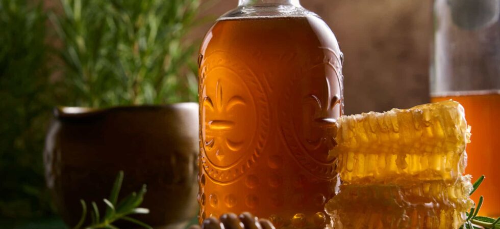 Bottle of Rosemary Simple Syrup