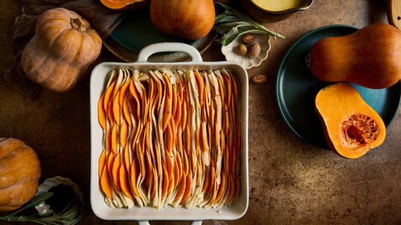 Cheesy Squash and Sage Soufra before baking.