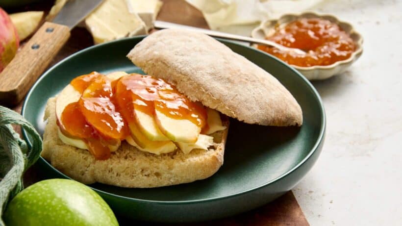 Apple and Brie Grilled Cheese before cooking.