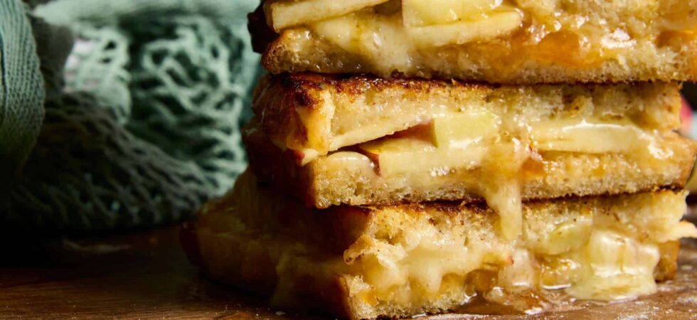 Stacked Apple and Brie Grilled Cheese.