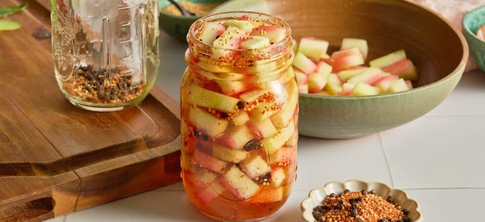 Tajín pickled watermelon rinds