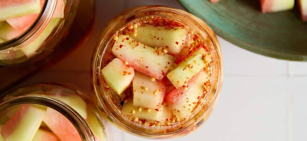 Tajín pickled watermelon rinds